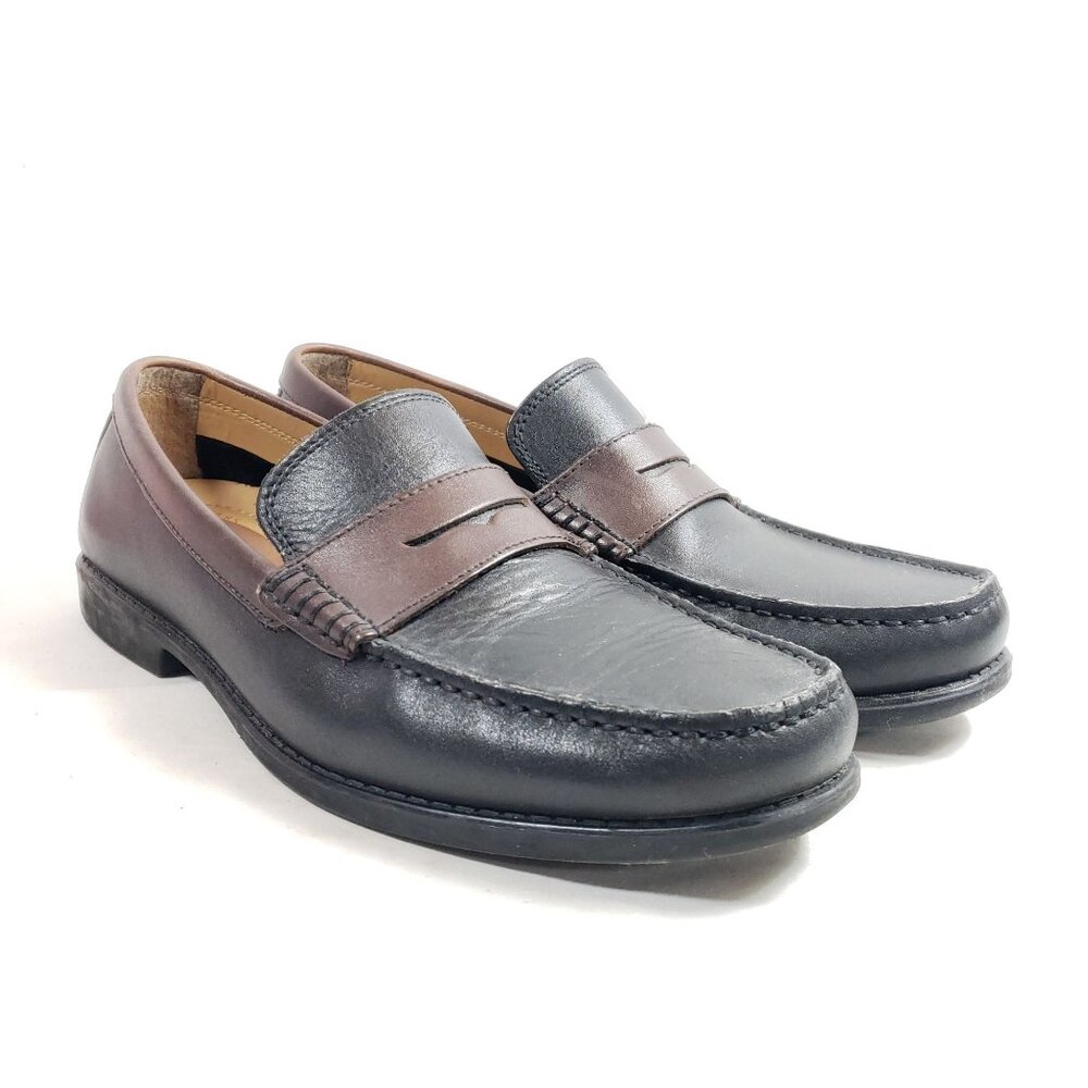 Giorgio Brutini Mens Size 9 Black & Brown Leather Penny Loafers